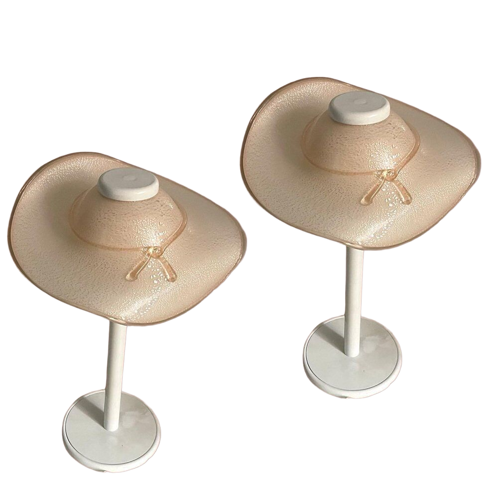 Pair of mid-century Italian Murano glass table lamps