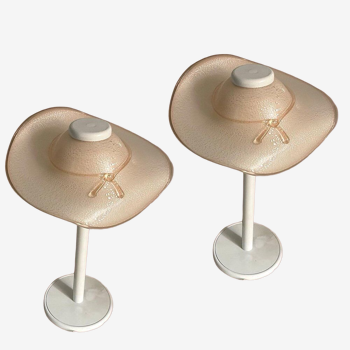 Pair of mid-century Italian Murano glass table lamps