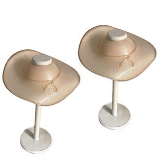 Paire de lampes de table italiennes en verre de Murano du milieu du siècle