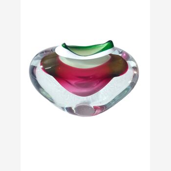 Glass art vase in the shape of a heart and green lips