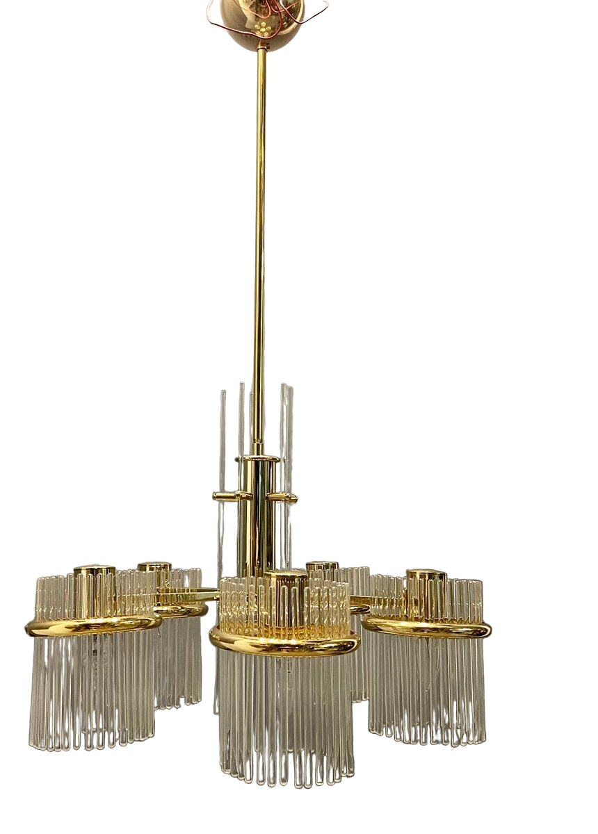 Mid-Century Italian Murano Glass Rod Chandelier, 1980s