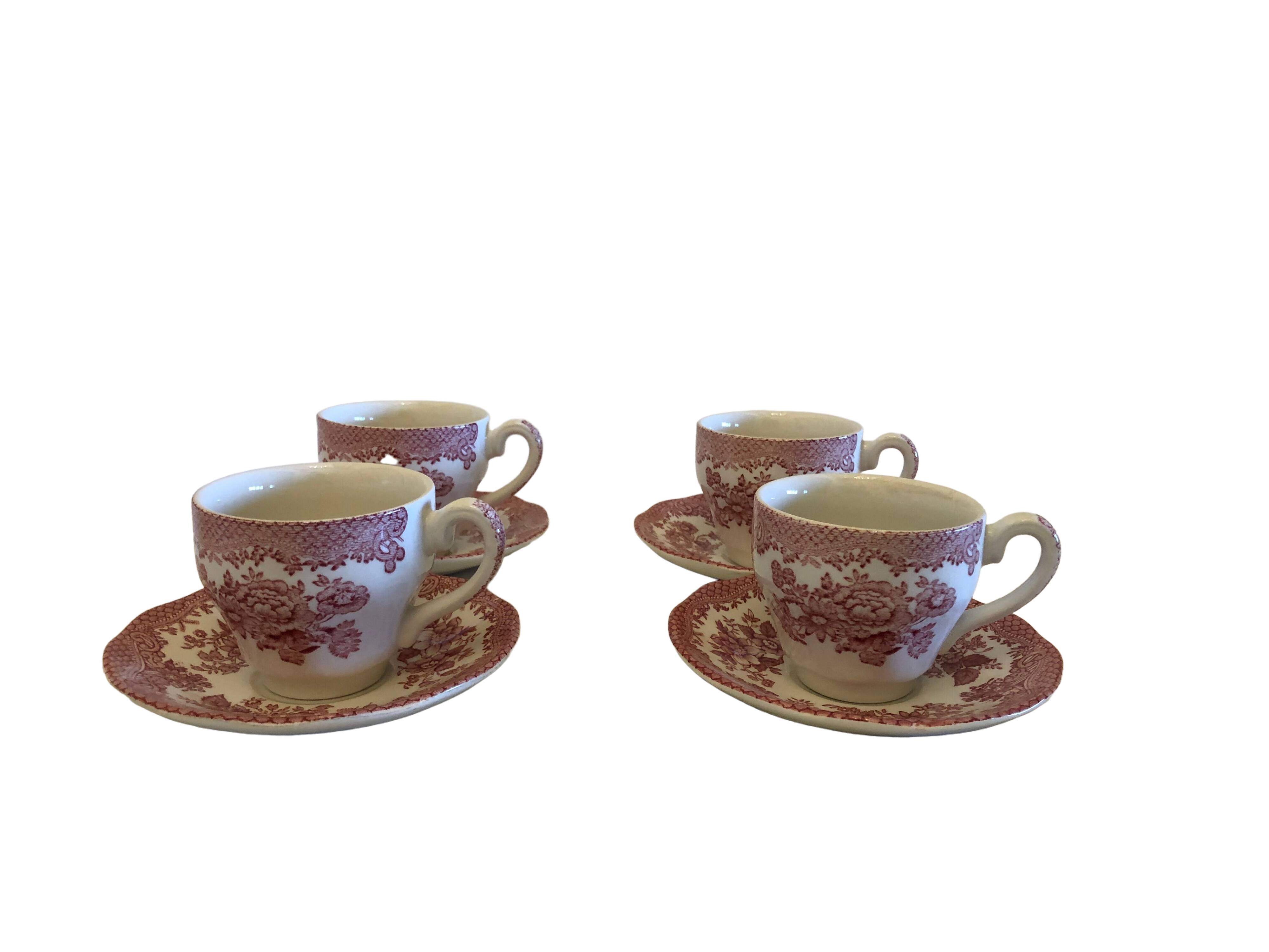 Set of 4 English porcelain coffee cups