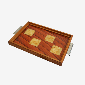 Wooden and glass tray