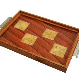 Wooden and glass tray