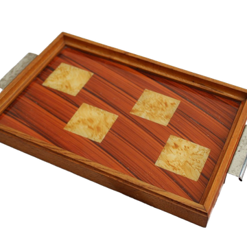 Plateau en bois et verre