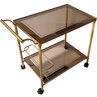 Belgo Chrom serving trolley in gold metal from the 60s/70s