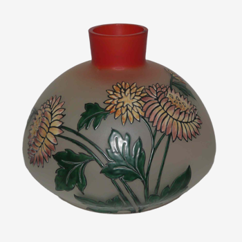 Vase art nouveau en verre émaillé