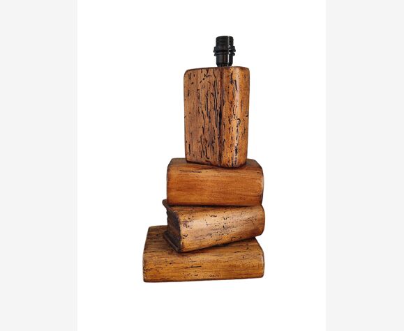 Lampe en bois livres vintage