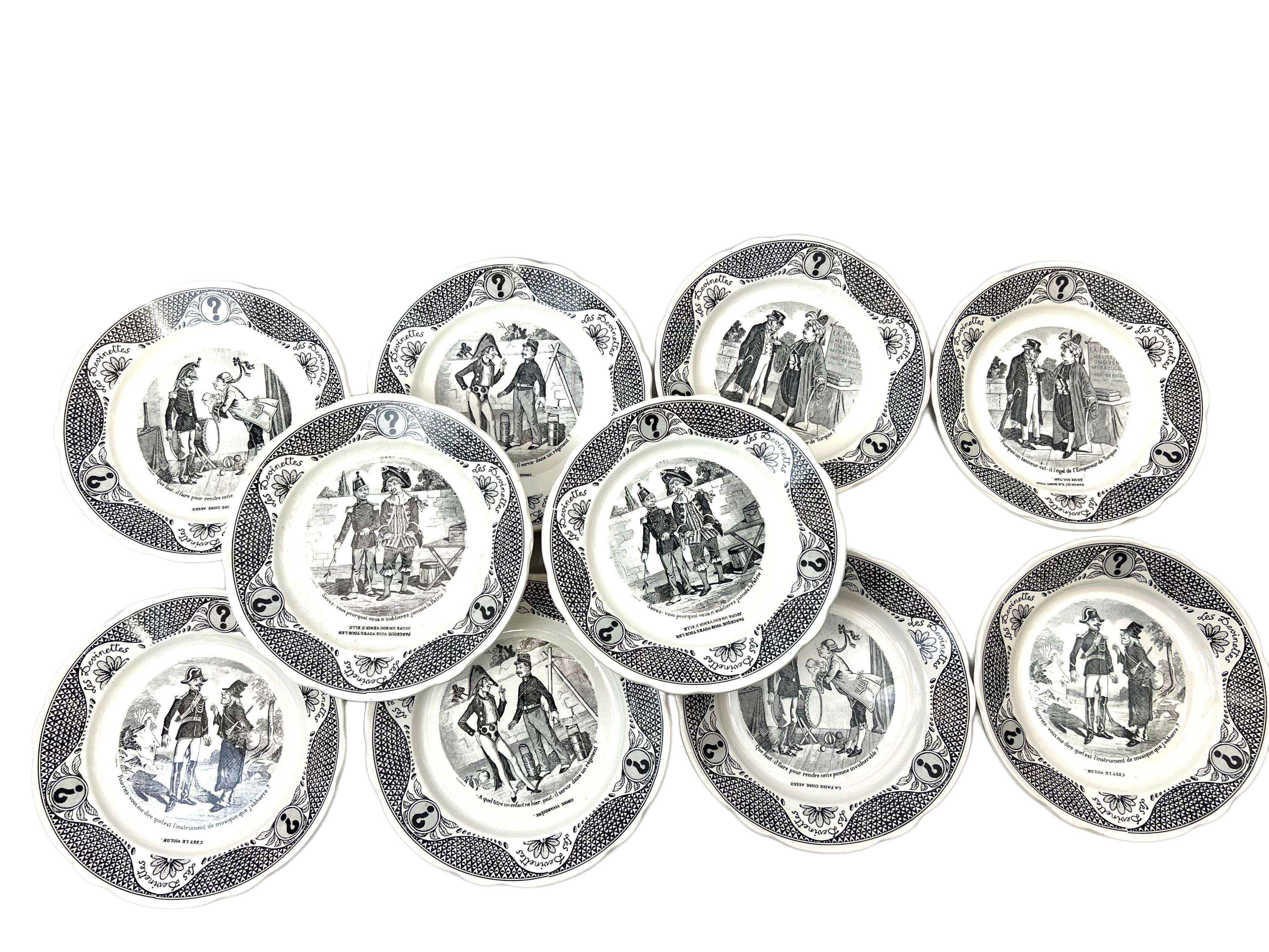 10 talking dessert plates on the theme of riddles Sarreguemines