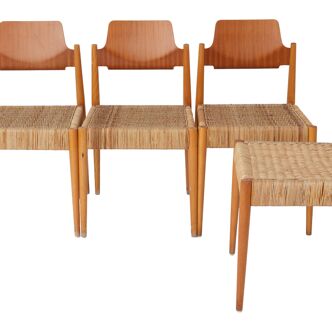 4 vintage chairs by Egon Eiermann bauhaus, Germany, 1950s