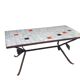 Coffee table, ceramic top, wrought iron foot