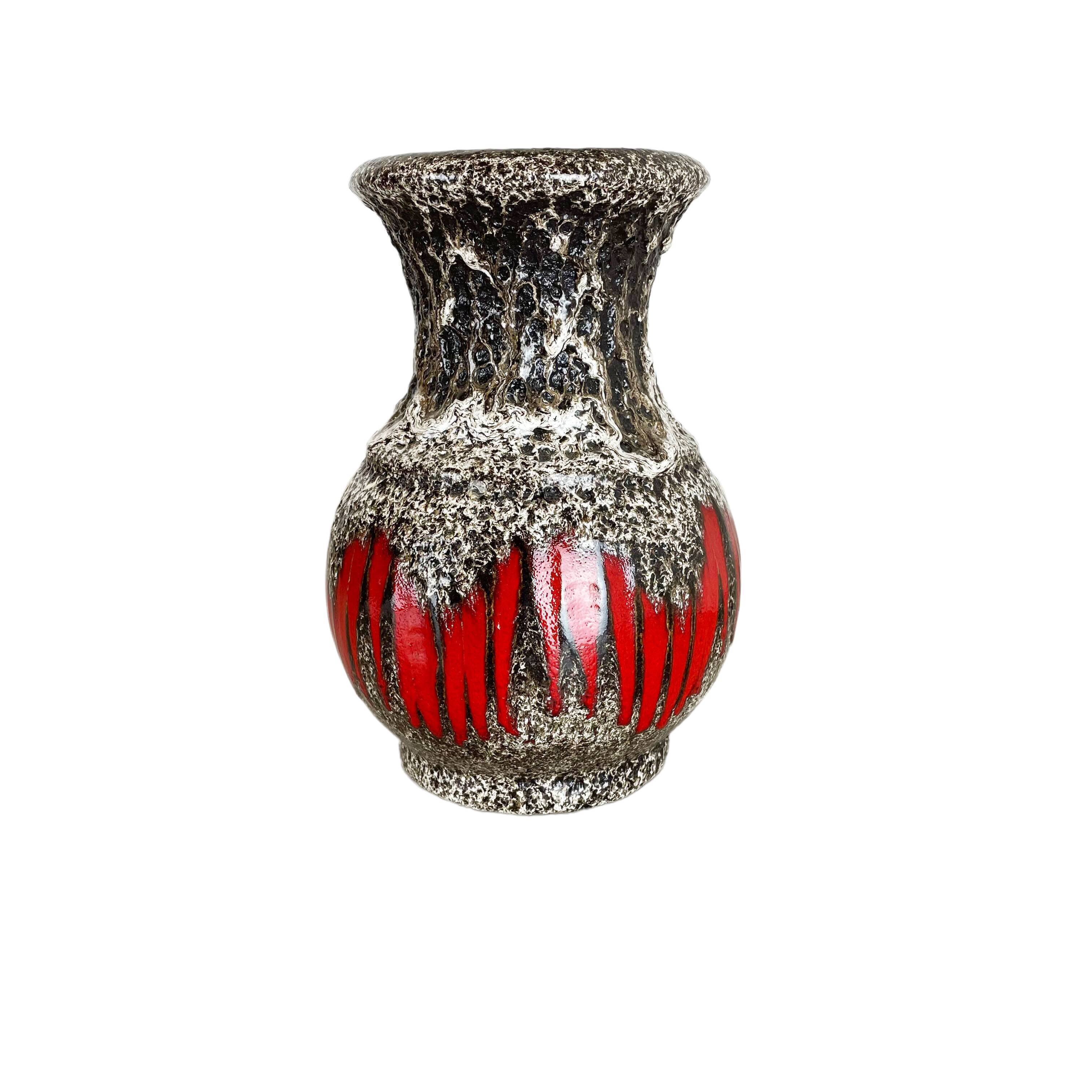 Zig Zag Pottery Fat Lava Vase Made by Scheurich, Germany, 1970s