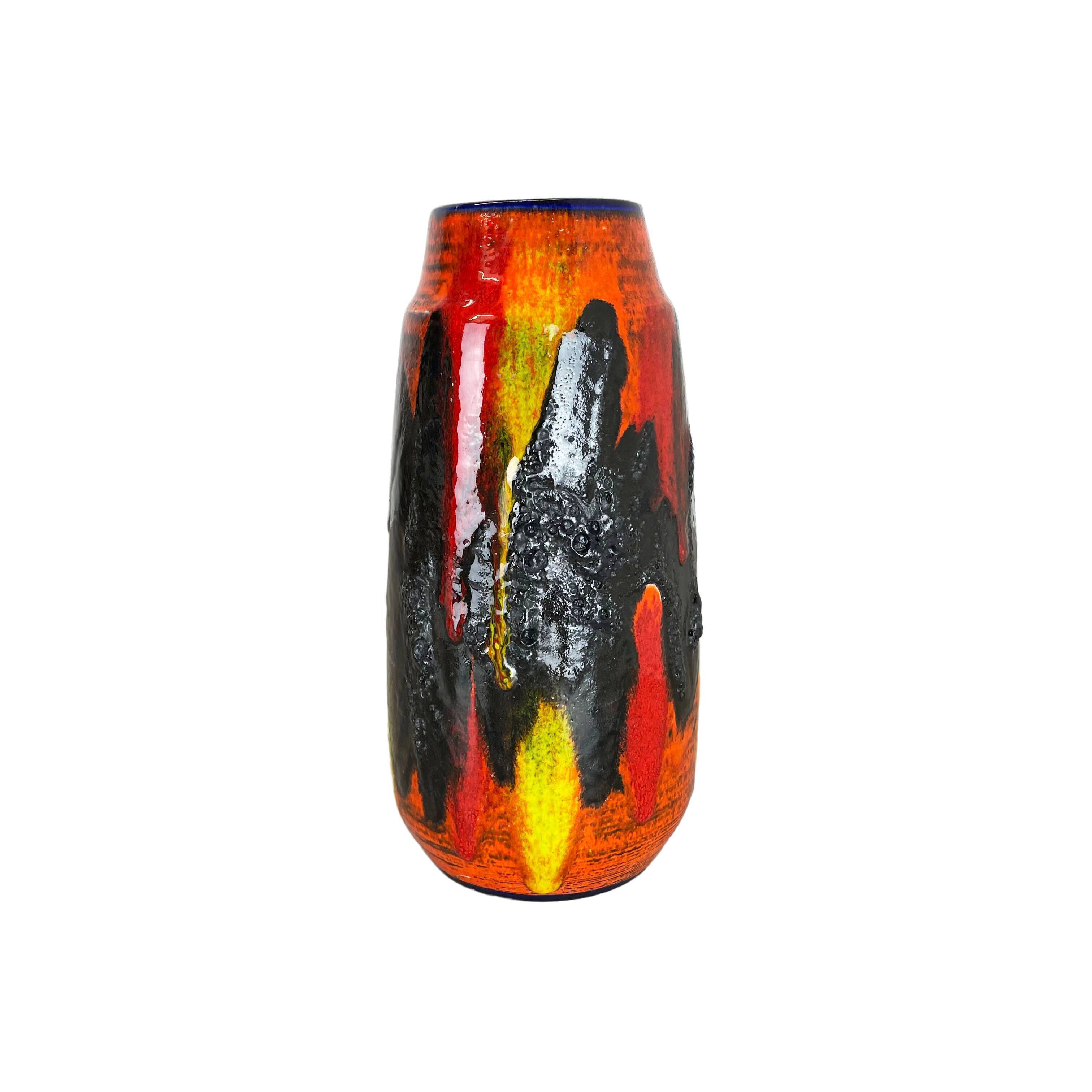 R fat lava multi-color vase scheurich, germany wgp, 1970s