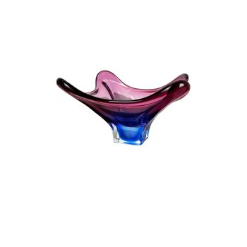 Floral glass bowl shell centerpiece by Fratelli Toso Murano, Italy, 1970s