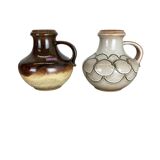 Set of two pottery fat lava vases "multi-color" by scheurich, germany, 1970s