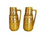 Set of Two Pottery Fat Lava Vases "ochre pattern" by Scheurich, Germany, 1970s