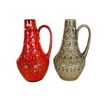 Set of 2 multi-color fat lava op art pottery vase made bay ceramics, germany