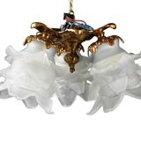 Bronze ceiling lamp 3 lamps glass paste.