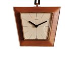 Vintage formica clock silent wall clock trapeze "Hermle gilded black wood"