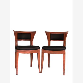 Pair of cherry wood dining chairs by Leon Krier, 1991