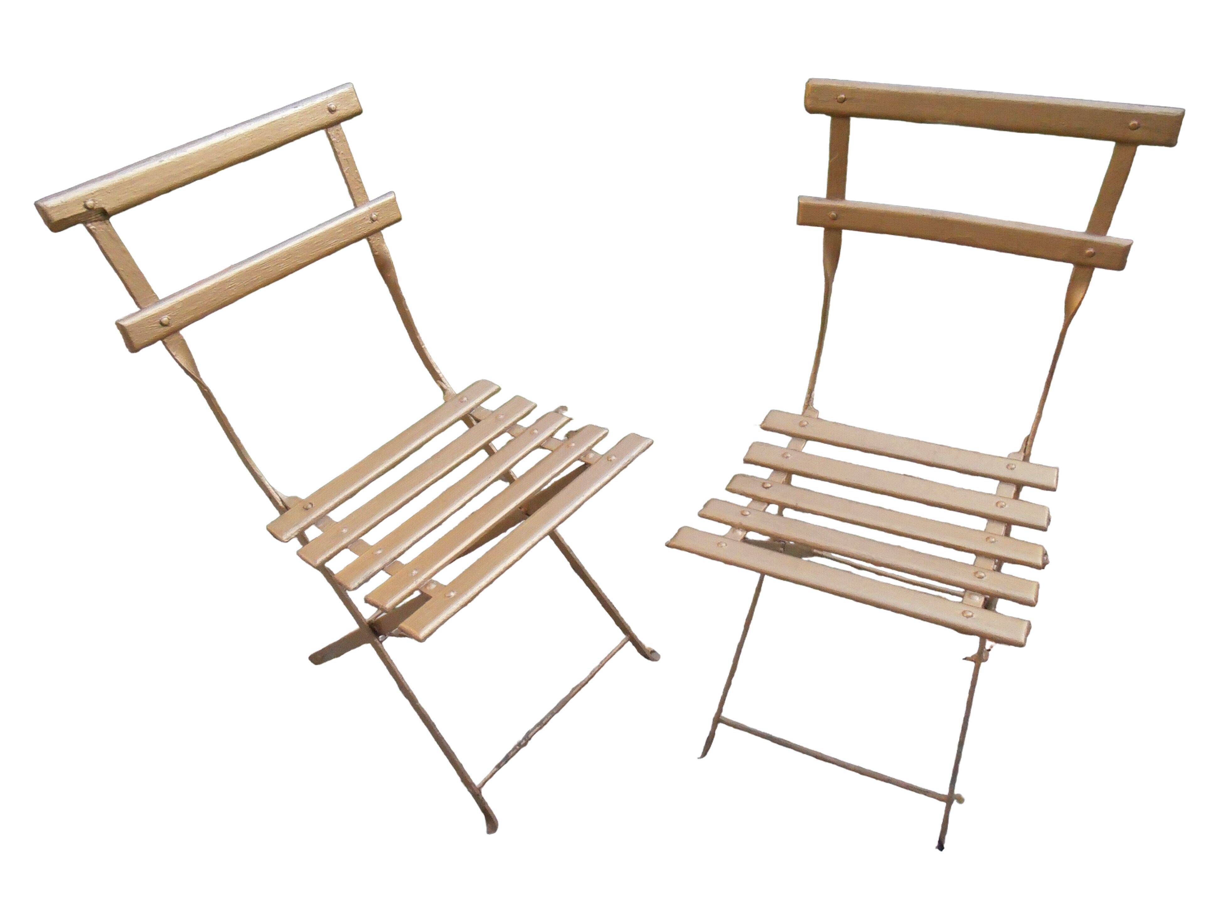 Pair of garden or antique bistro folding chairs