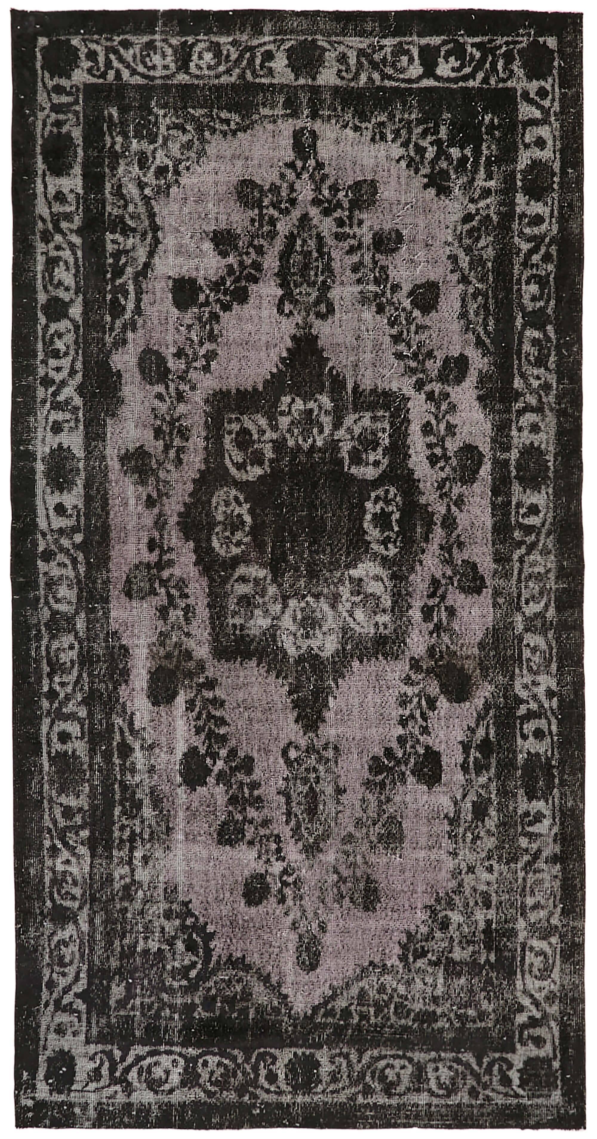 Hand-knotted antique turkish 1970s 150 cm x 291 cm black carpet