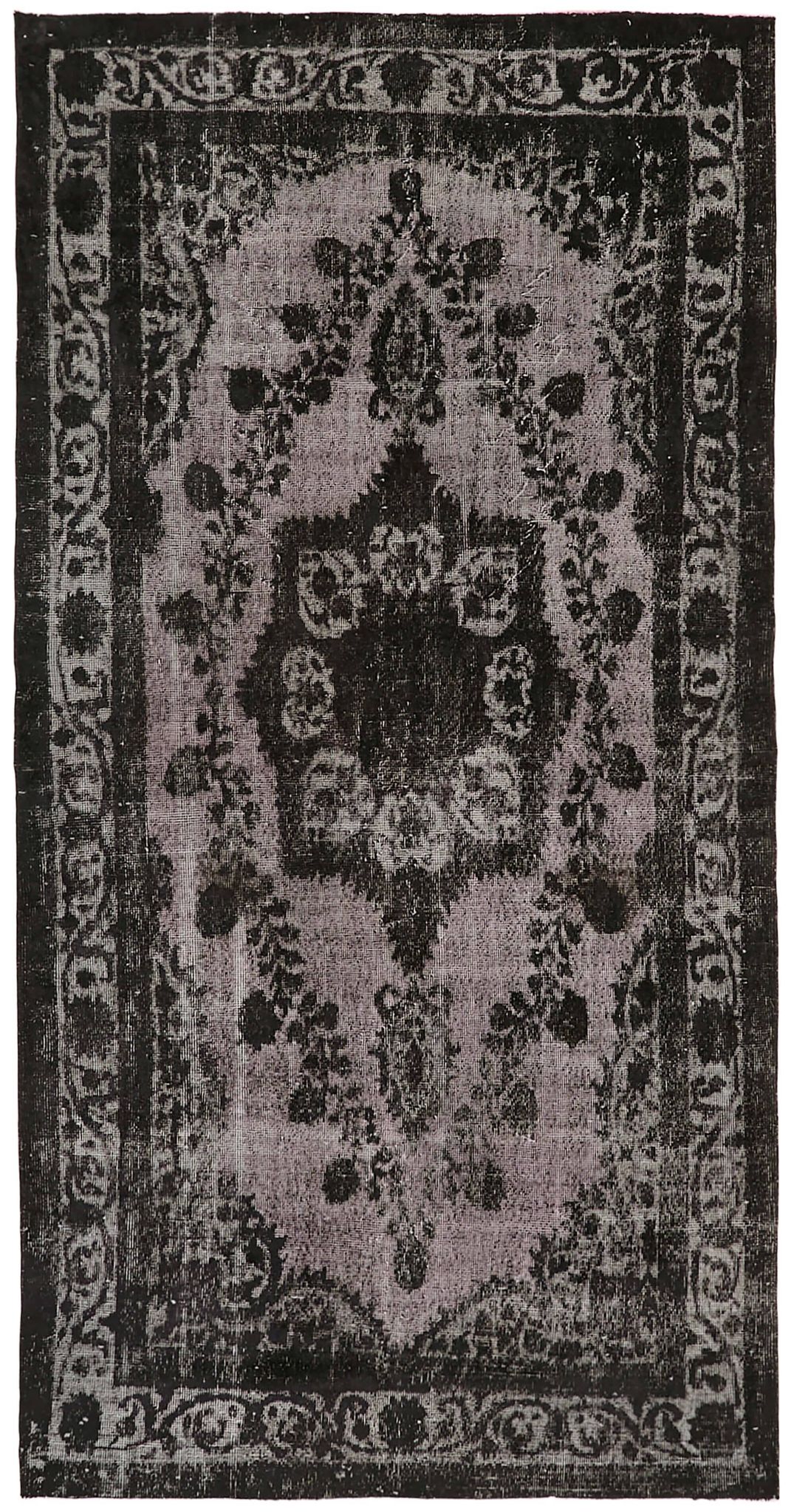 Hand-knotted antique turkish 1970s 150 cm x 291 cm black carpet