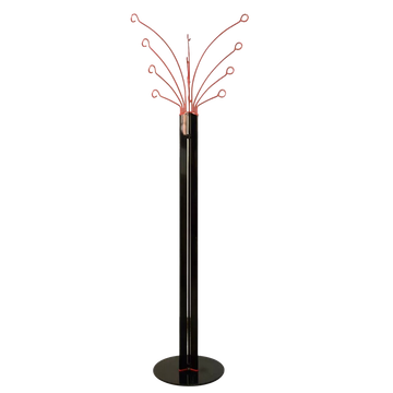 Portemanteau sur pied métal rouge et noir, 12  branches, années 80