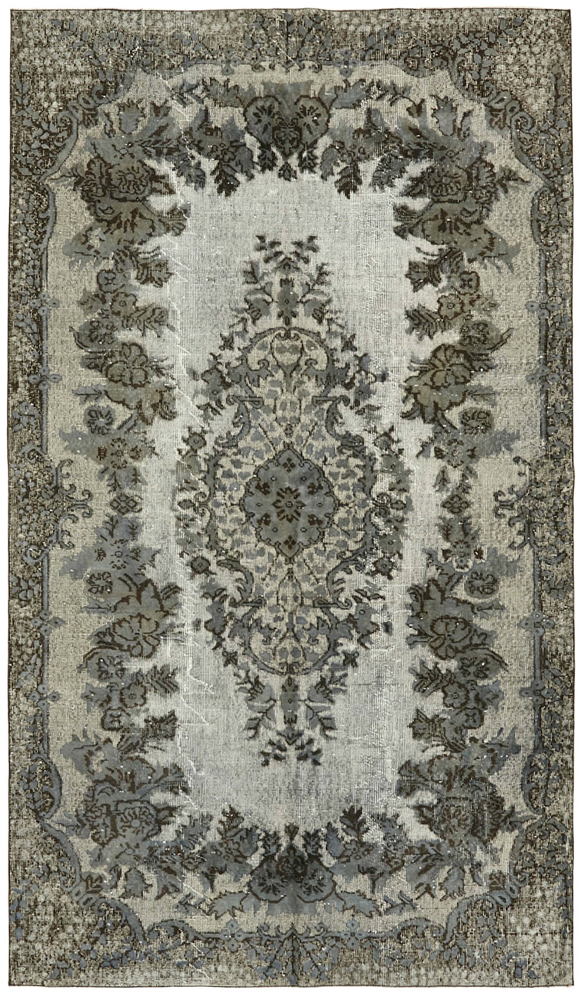 Hand-knotted vintage turkish 1980s, 167 cm x 285 cm grey rug