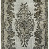 Hand-knotted vintage turkish 1980s, 167 cm x 285 cm grey rug