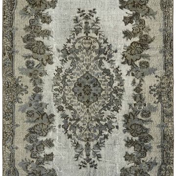 Hand-knotted vintage turkish 1980s, 167 cm x 285 cm grey rug