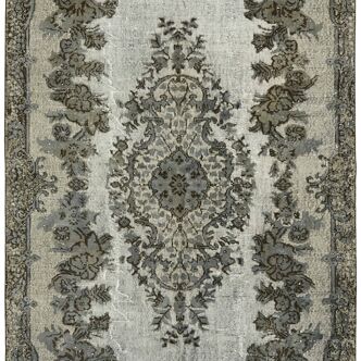 Hand-knotted vintage turkish 1980s, 167 cm x 285 cm grey rug