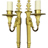 Pair of wall lamps with Louis XVI style flowers