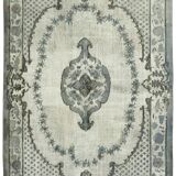 Handwoven overdyed anatolian 1970s 177 cm x 283 cm grey carpet