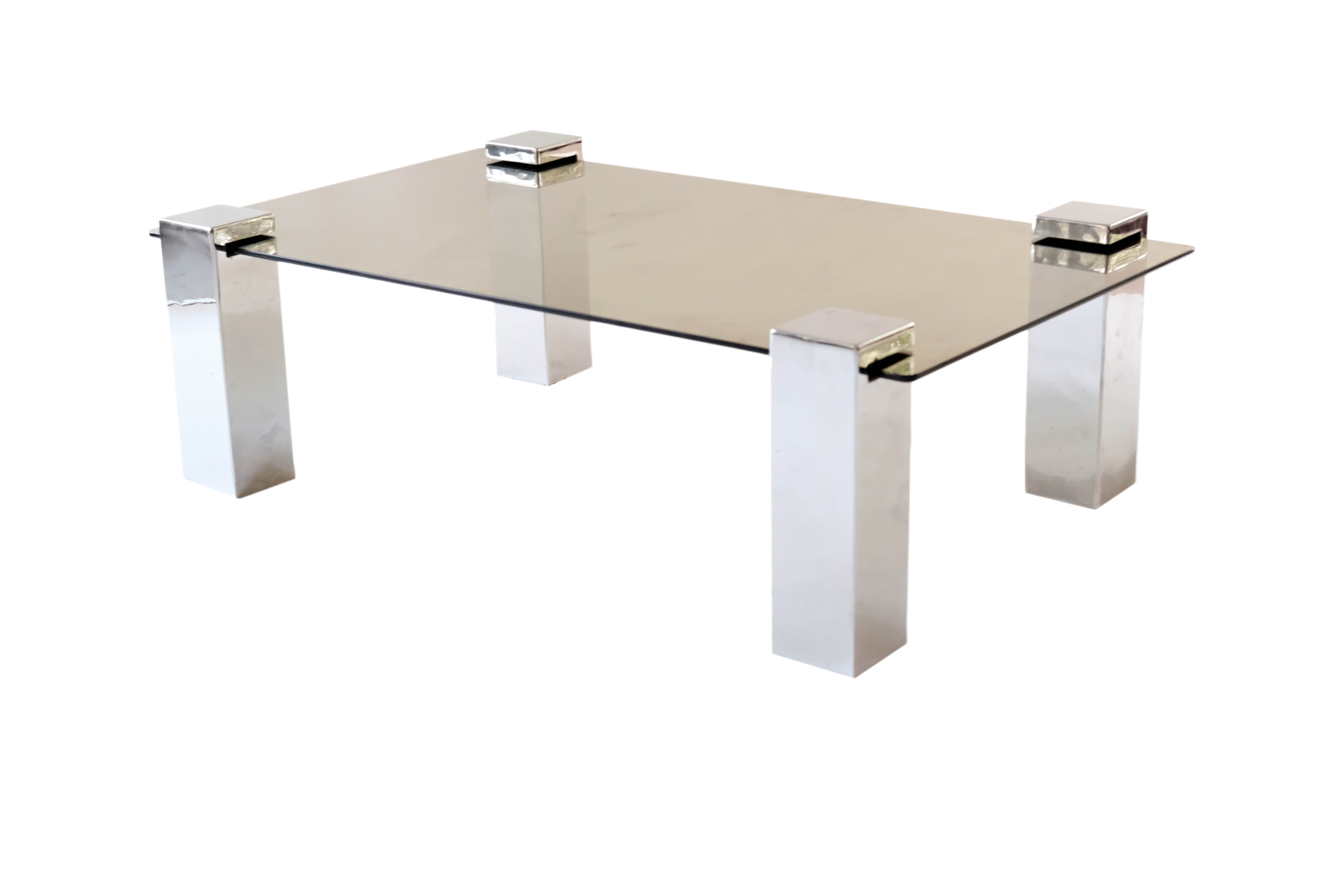Mid-century coffe table withe opaline glass & chromed legs, italy 1970's
