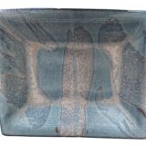 Rectangular dish glazed terracotta ceramic XXth signature