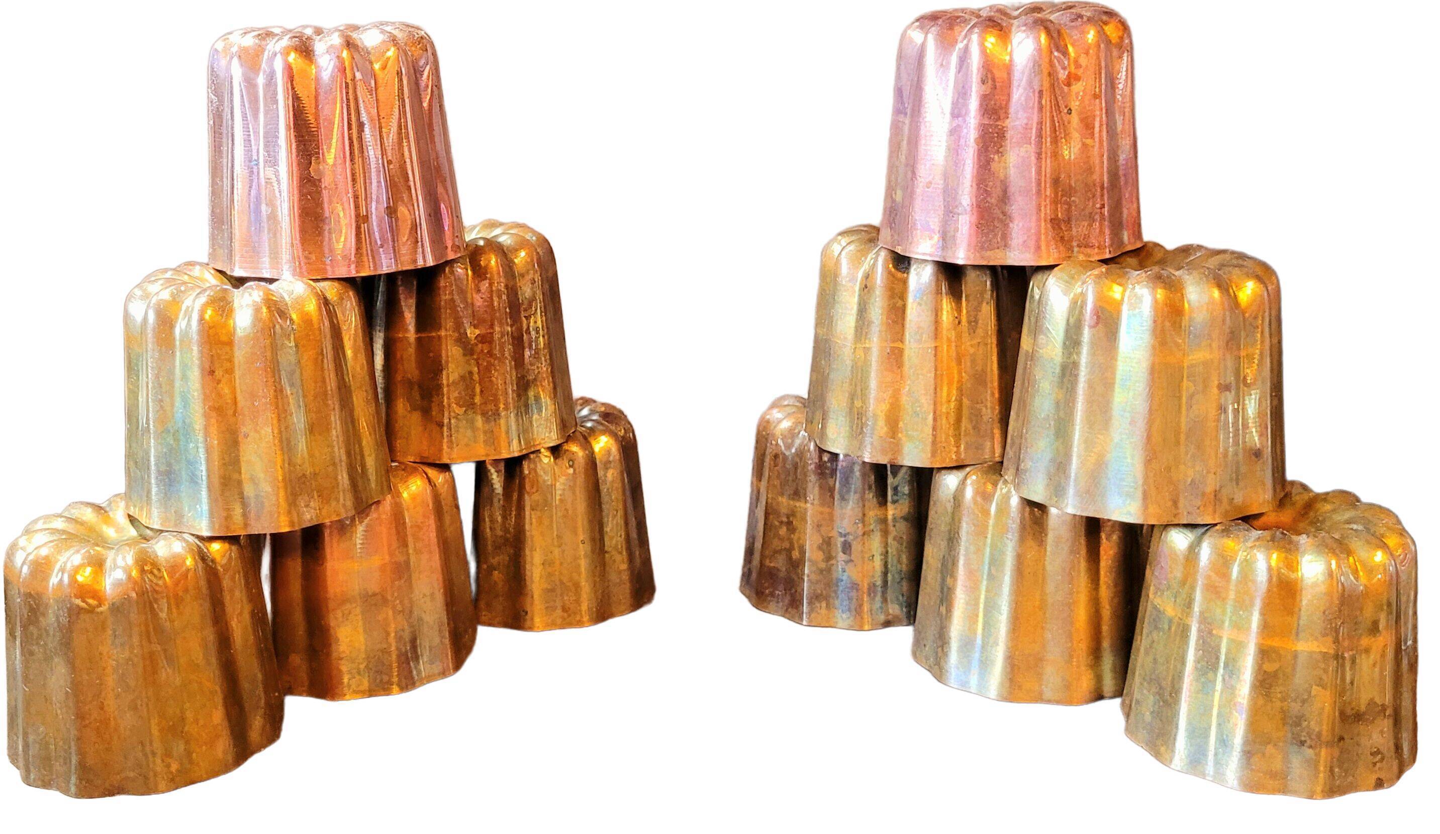 12 old vintage copper fluted molds
