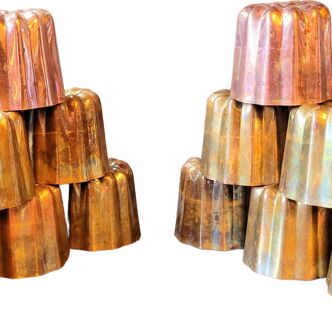 12 old vintage copper fluted molds