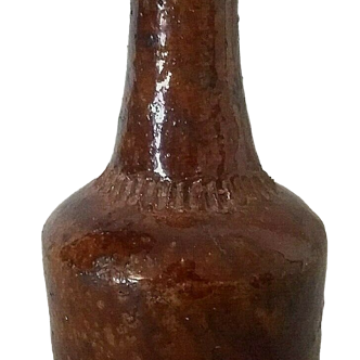 Vase bouteille en terre cuite émaillée XXème