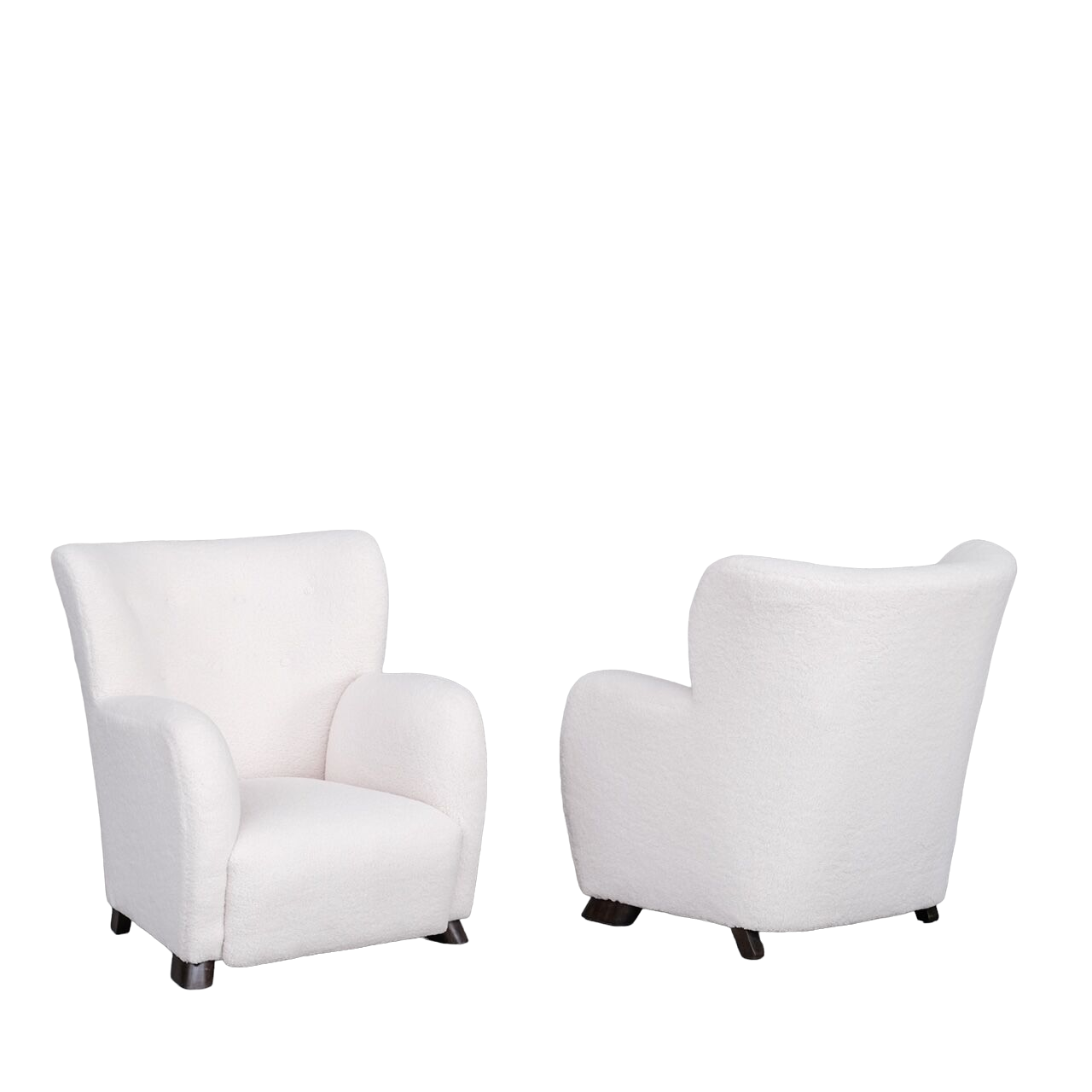 Pair of white boucle danish mid-century armchairs
