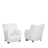 Pair of white boucle danish mid-century armchairs