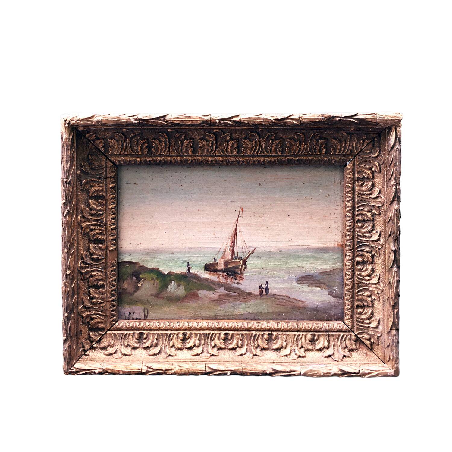 Tableau XIXème "Marine bretonne"
