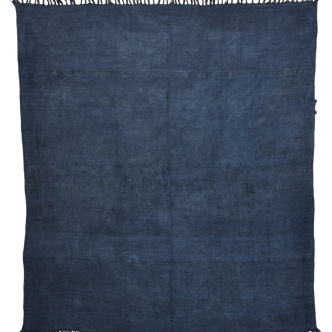 Square blue hemp rug, 228x256 cm