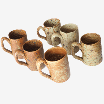 Serie de 6 mugs en grès