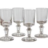 4 verres à vin blanc anciens à pied balustre en verre du XIXe