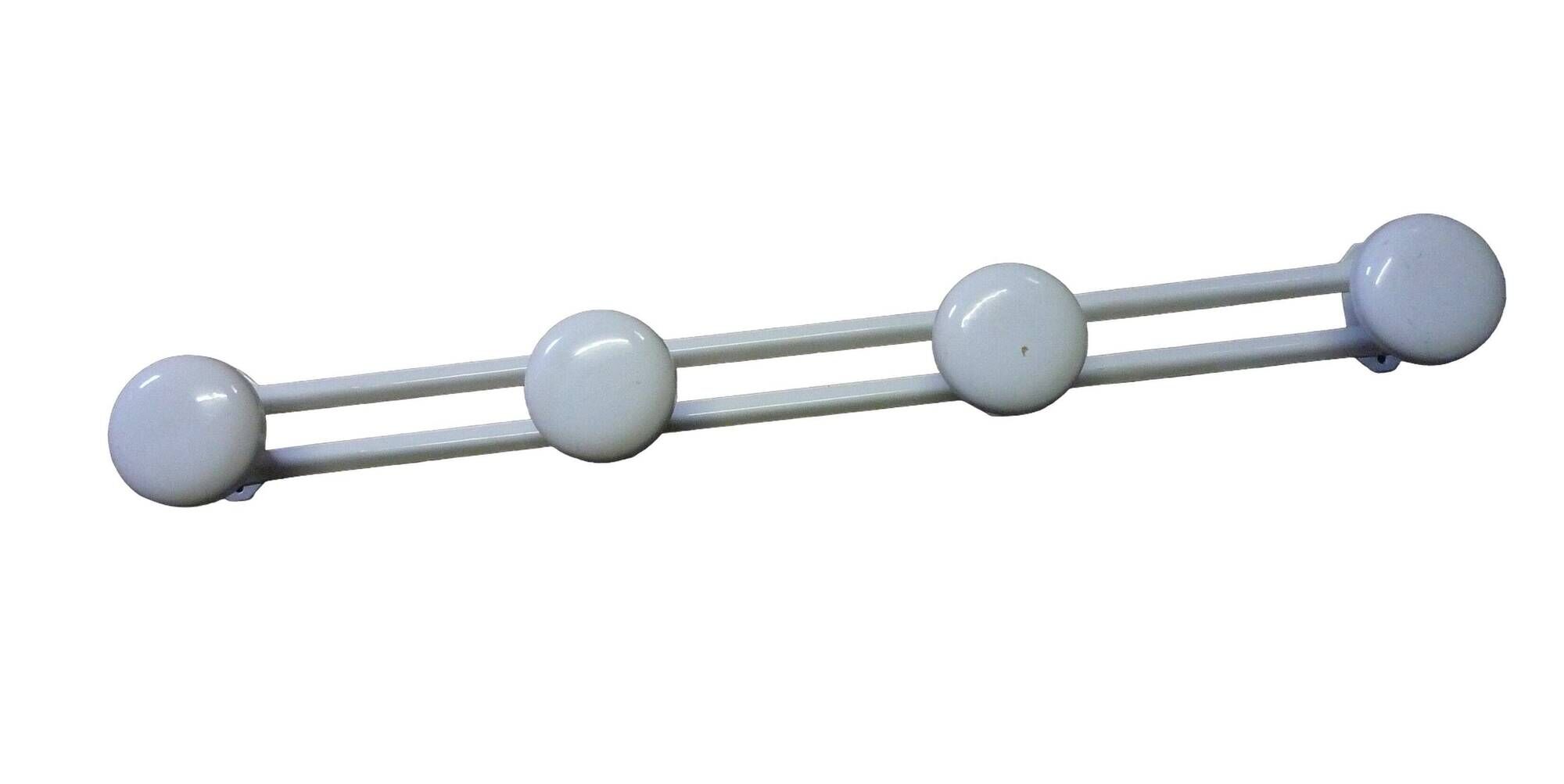 White lacquered metal hook, 4 hooks, industrial style