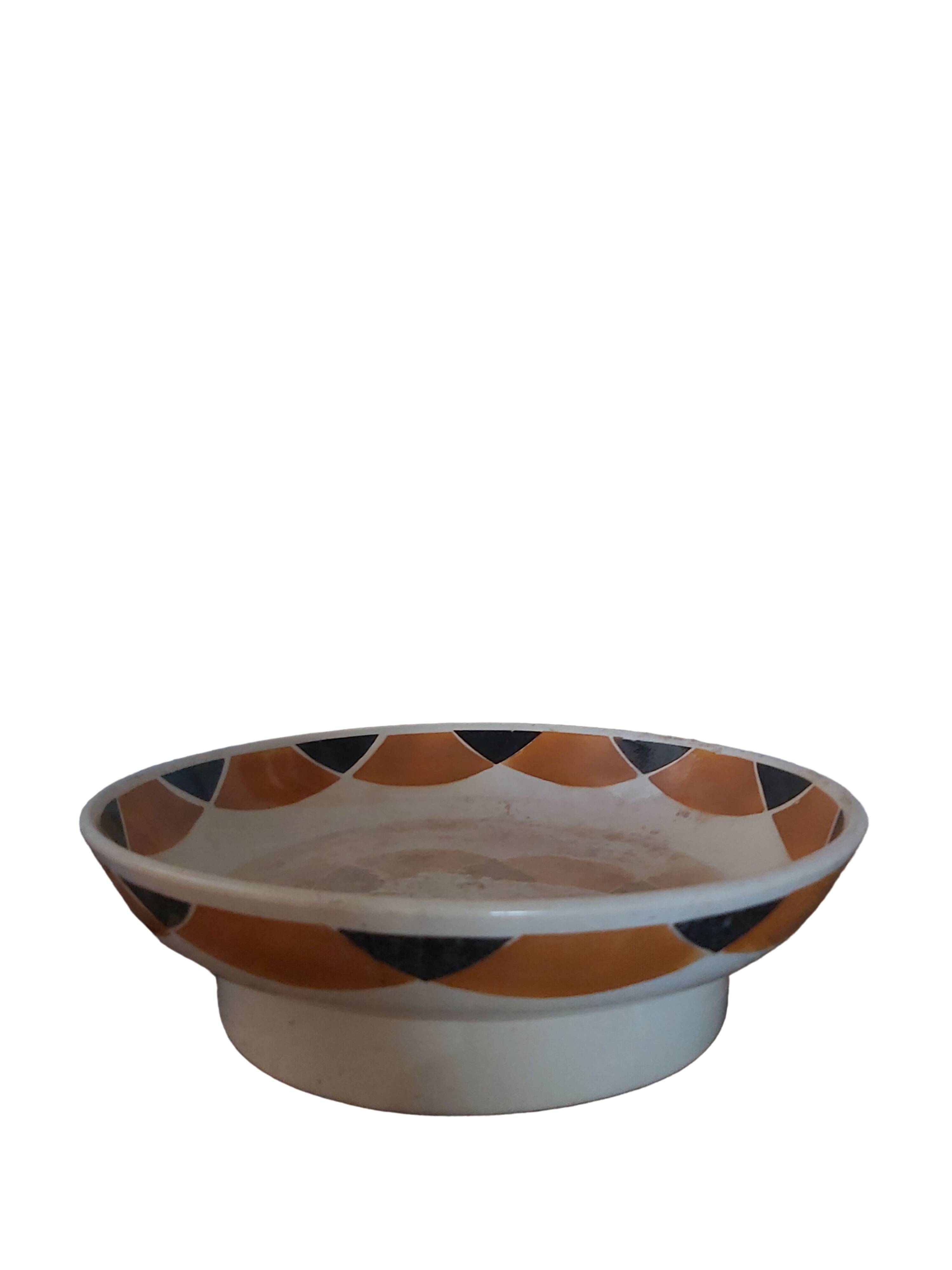 Round flat on Piedouche compotier Badonviller model Henri