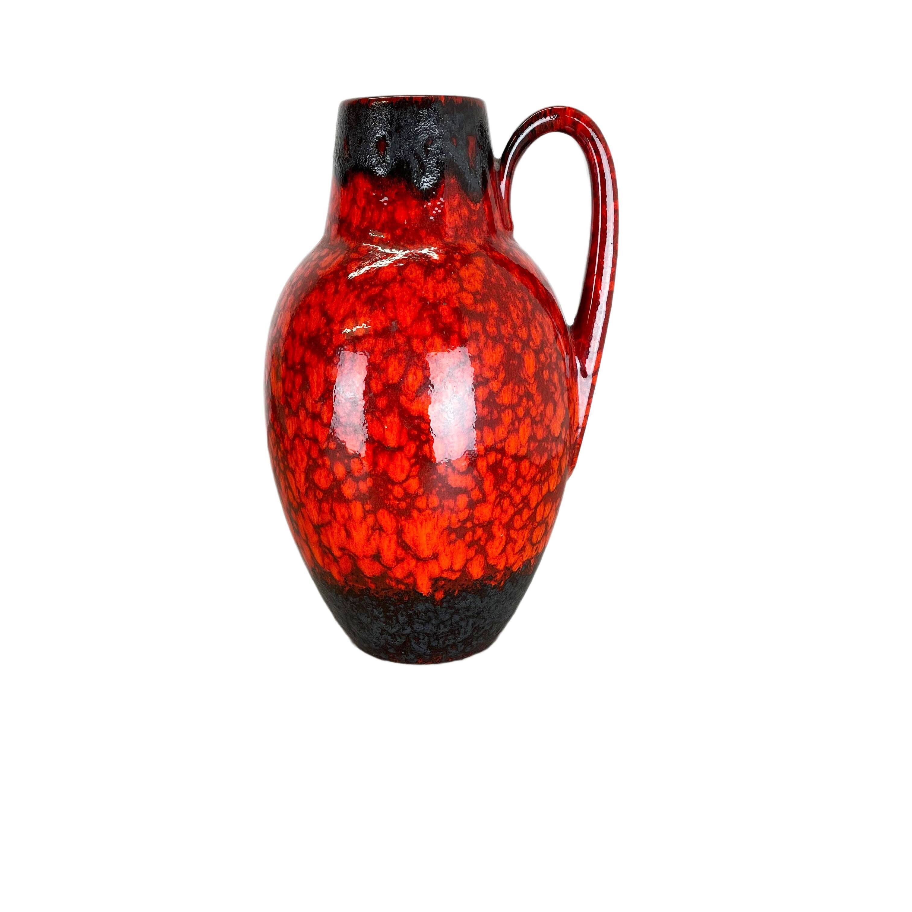 Pottery fat lava multi-color red black floor vase made by scheurich, 1970s