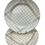 4 flat plates Gien tea towel pattern