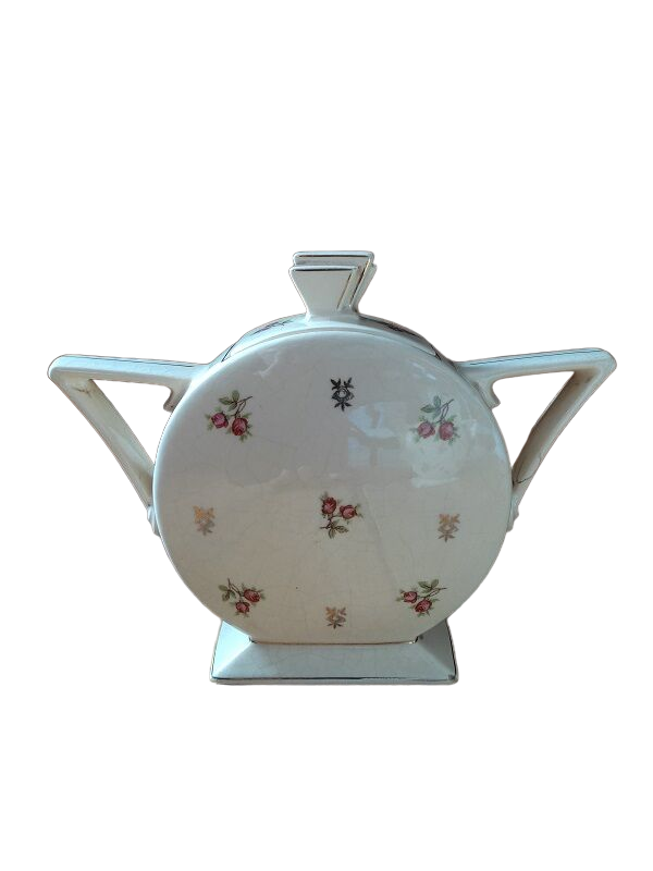 Sucrier en porcelaine fleurs rose
